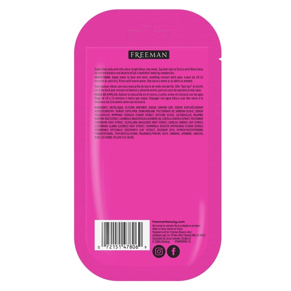 5/$25 Freeman, Neon Vibes, Oil Absorbing, Clay Facial Mask - Picture 3 of 3